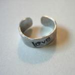 Ear Cuff, Hand Hammered Aluminum With Love Stamped..