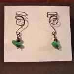 Pair Of Antique Brass Wire Ear Cuffs With Genuine..