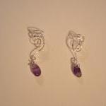 Pair Of Silver Plated Ear Cuffs With Genuine..