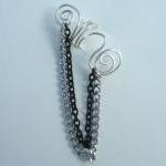 Silver Plated Ear Cuff With Silver And Black..