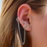 Silver Plated Ear Cuff With Silver And Black..