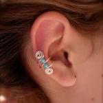 Single Silver Plated Ear Cuff With Double..