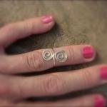 Hand Hammered Double Swirl Silver Ring Mid Finger,..