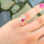 Silver Filled Adjustable Ring With Rose Stripe..