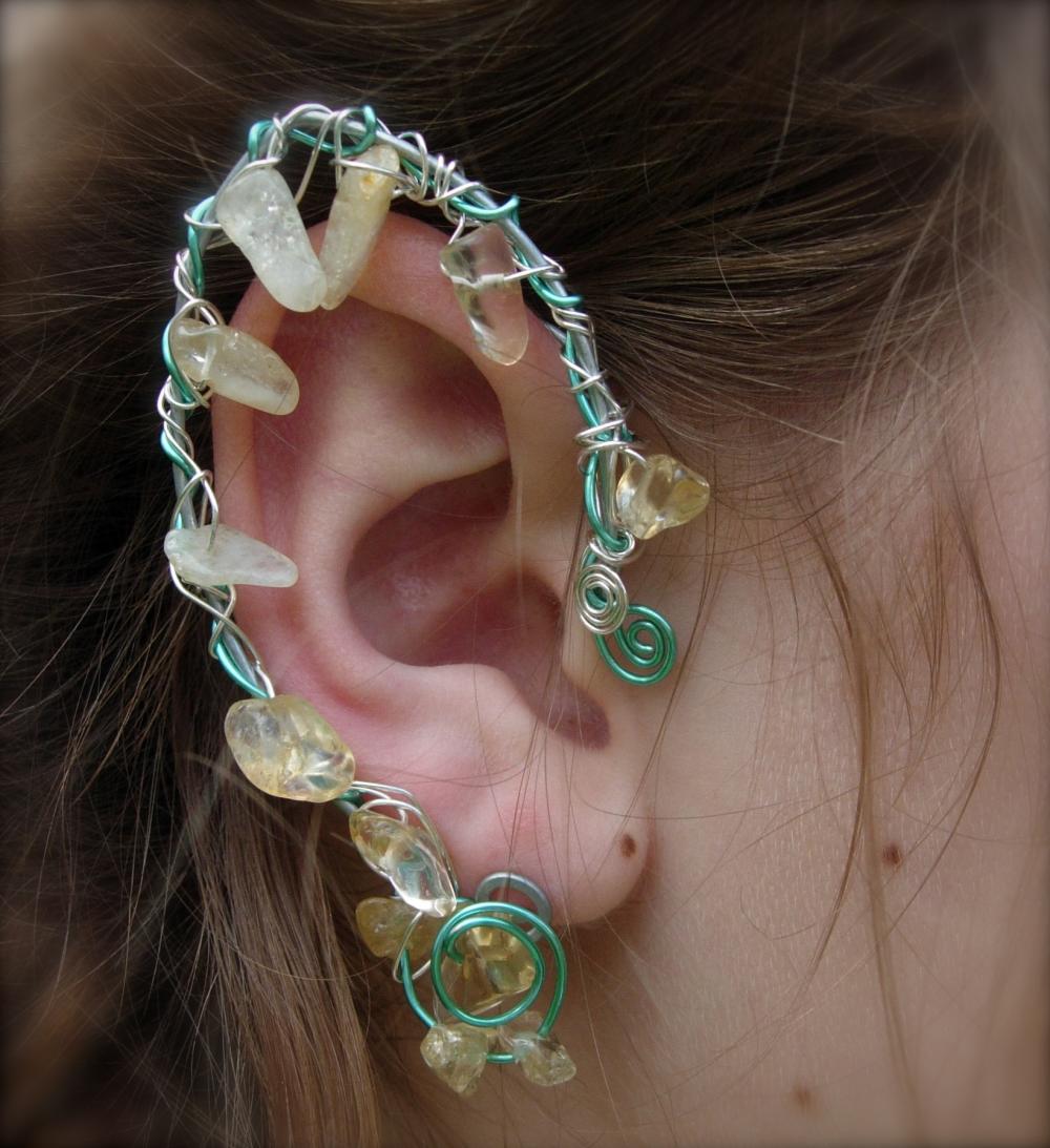 Elf Ear Cuffs With Genuine Citrine Fantasy Jewelry For Any Occasion