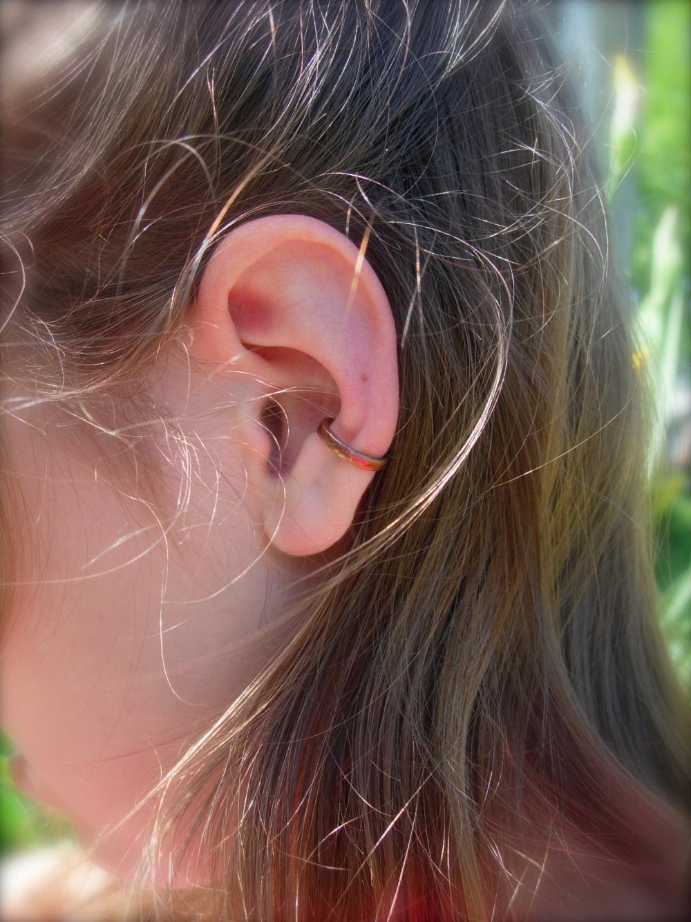 Copper Ear Cuff, Hand Hammered And Flamed For Color on Luulla