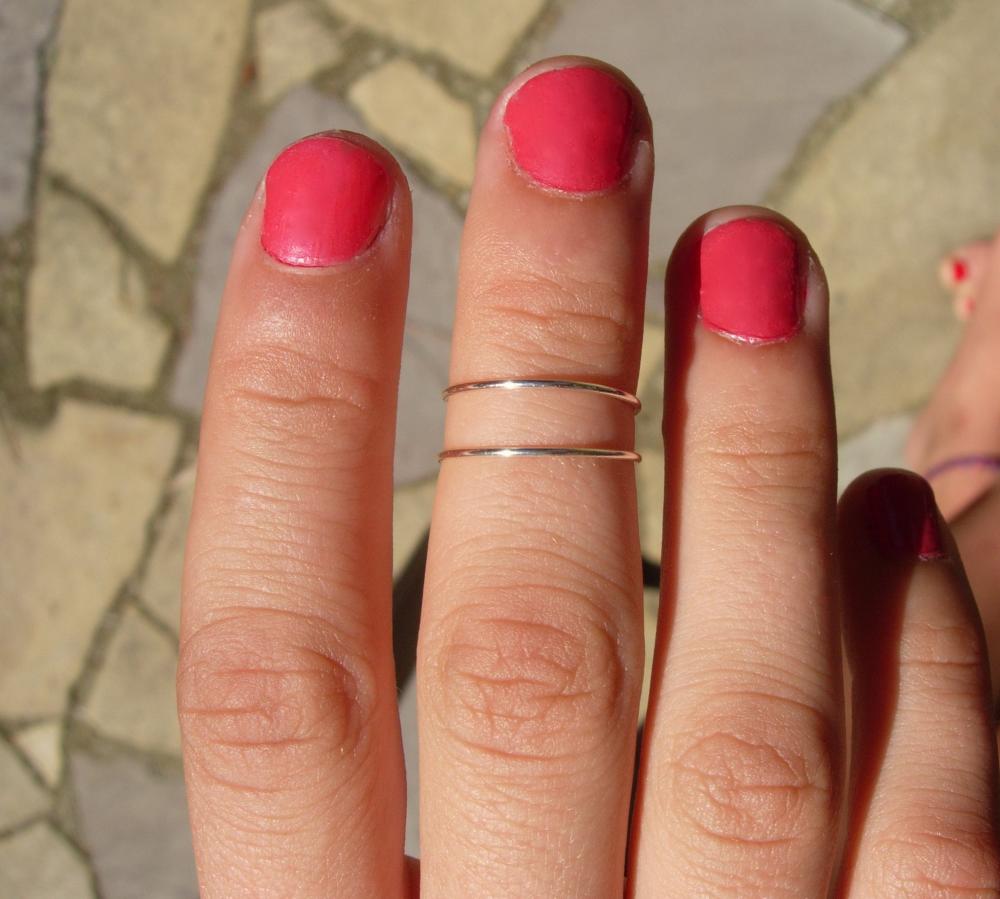 Silver Ring Wear It 6 Different Ways, Pinky Ring, Mid Finger Or Knuckle Ring Or Toe Ring, With The Design Showing Or As Two Stackable Bands